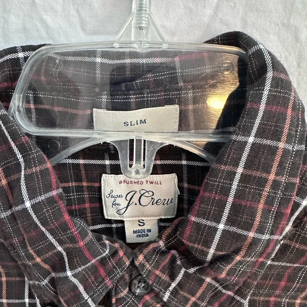 J.Crew Brushed Twill Plaid Button Down Shirt Slim Fit Small